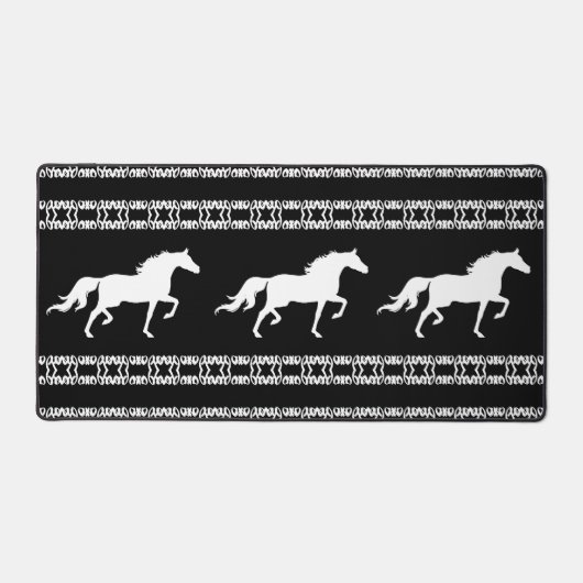 Zwart-wit geometrisch patroon & paarden bureaumat (Voorkant)