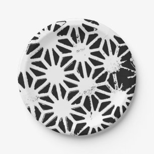 Zwart-wit geometrisch patroon papieren bordje