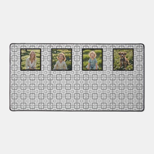 Zwart-wit geometrisch patroon Photo Desk Mat (Voorkant)