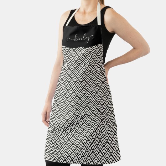 Zwart-wit geometrisch patroon schort (Insitu)