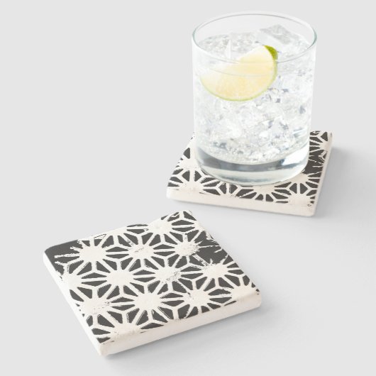 Zwart-wit geometrisch patroon stenen onderzetter (Zijkant)