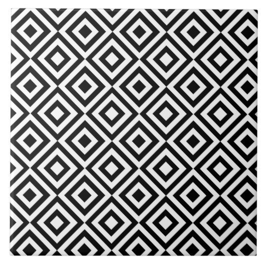 Zwart-wit geometrisch patroon tegeltje (Voorkant)