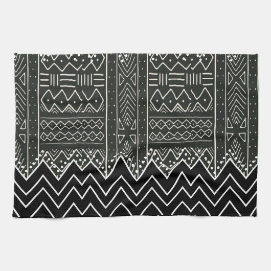 Zwart-wit geometrisch patroon theedoek (Horizontaal)