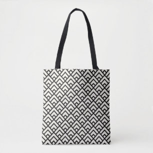 Zwart-wit geometrisch patroon tote bag