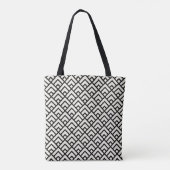 Zwart-wit geometrisch patroon tote bag (Achterkant)