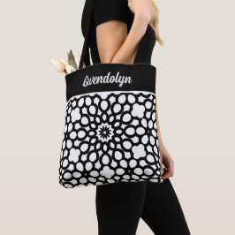 Zwart-wit geometrisch patroon voor elke dag tote bag