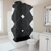 Zwart-wit Geometrisch Patroongordijn Douchegordijn (In situ)