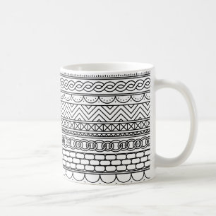 Zwart-wit geometrisch randvoorbeeldpatroon koffiemok