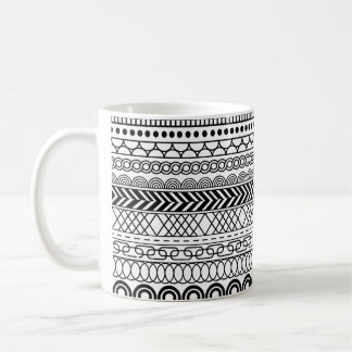 Zwart-wit geometrisch randvoorbeeldpatroon koffiemok