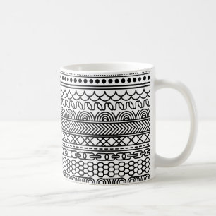 Zwart-wit geometrisch randvoorbeeldpatroon koffiemok