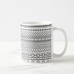 Zwart-wit geometrisch randvoorbeeldpatroon koffiemok