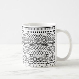 Zwart-wit geometrisch randvoorbeeldpatroon koffiemok