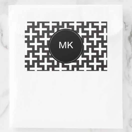 Zwart-wit geometrisch rechthoekige sticker (Tas)