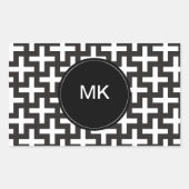 Zwart-wit geometrisch rechthoekige sticker (Voorkant)