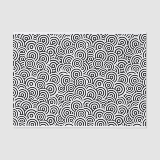 Zwart-wit geometrisch rondpapier tissuepapier (Voorkant)