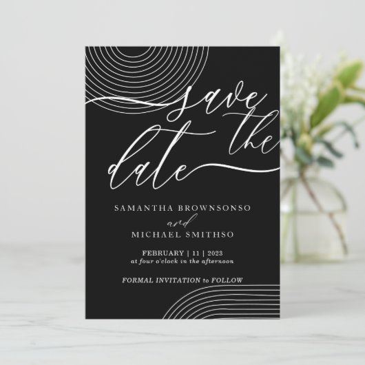 Zwart-wit Geometrisch Sla de datumlijn op Kaart (Staand voorkant)