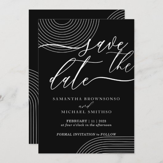 Zwart-wit Geometrisch Sla de datumlijn op Kaart (Voorkant / Achterkant)