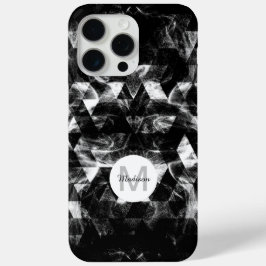 Zwart-wit Geometrisch Smoky Abstract Monogram iPhone 15 Pro Max Hoesje