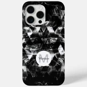 Zwart-wit Geometrisch Smoky Abstract Monogram iPhone 15 Pro Max Hoesje