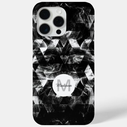 Zwart-wit Geometrisch Smoky Abstract Monogram Case-Mate iPhone Case (Achterkant)