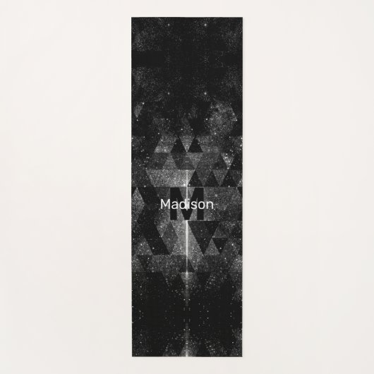 Zwart wit geometrisch sparkly abstract Monogram Yogamat (Voorkant)