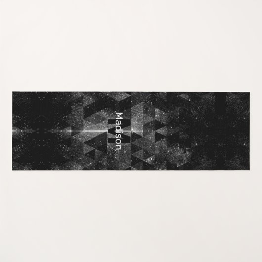 Zwart wit geometrisch sparkly abstract Monogram Yogamat (Voorkant (horizontaal))
