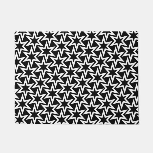Zwart-wit geometrisch Star-patroon Deurmat (Voorkant)