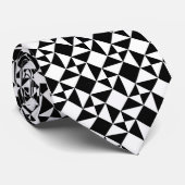Zwart-wit geometrisch stropdas (Opgerold)