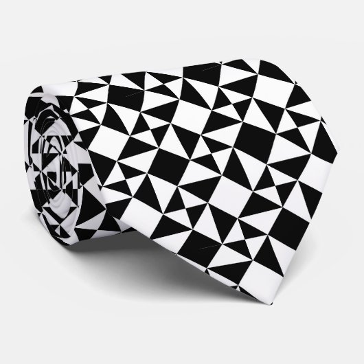 Zwart-wit geometrisch stropdas (Opgerold)