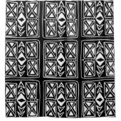 Zwart-wit geometrisch Tegel patroon Douchegordijn (Voorkant)