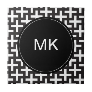 Zwart-wit geometrisch tegeltje