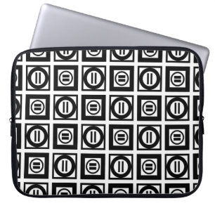 Zwart-wit geometrisch teken laptop sleeve
