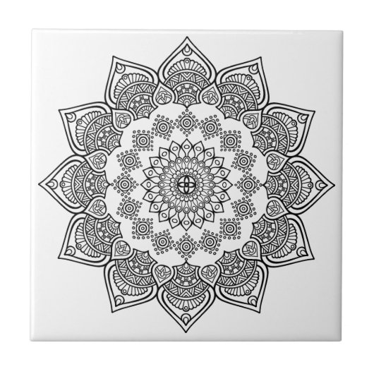 Zwart-wit Geometrisch Template Tegeltje (Voorkant)