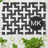 Zwart-wit geometrisch theedoek (Gevouwen)