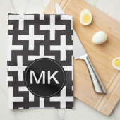 Zwart-wit geometrisch theedoek (Quarter Fold)