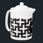Zwart-wit geometrisch theepot<br><div class="desc">Zwart en wit - altijd in stijl - Hier getoond in een stijlvol en trendy modern kruispatroon. Hier in zwart-wit getoond voor dat volledig beeld</div>