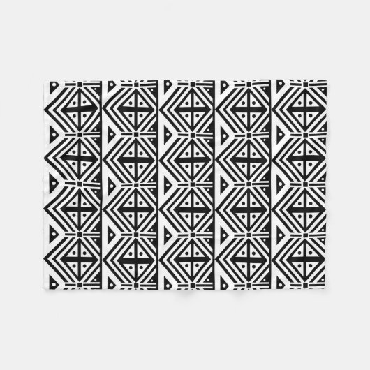 Zwart-wit geometrisch tribaal fleece deken (Voorkant (Horizontaal))