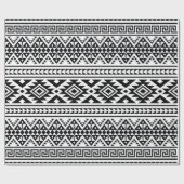 Zwart wit geometrisch tribaal Patroon Aztec Boho Cadeaupapier (Vlak)
