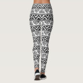 Zwart & Wit Geometrisch tribaal patroon Leggings (Achterkant)