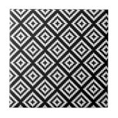 Zwart-wit geometrisch tribaal tegeltje (Voorkant)