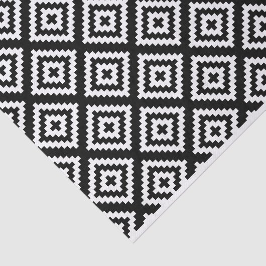 Zwart-wit geometrisch tribaal tissuepapier (Detail)