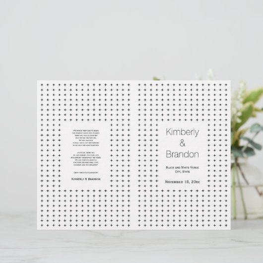Zwart, wit geometrisch trouwvouwprogramma (Staand voorkant)