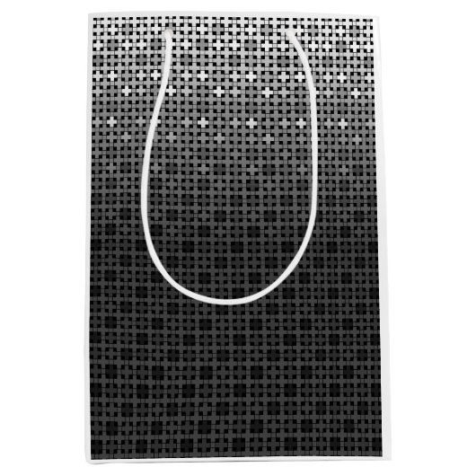 Zwart-wit geometrisch verloop medium cadeauzakje (Voorkant)