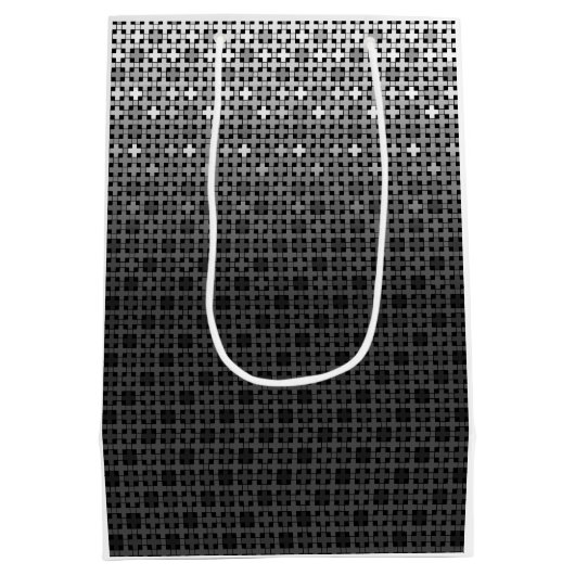 Zwart-wit geometrisch verloop medium cadeauzakje (Achterkant)
