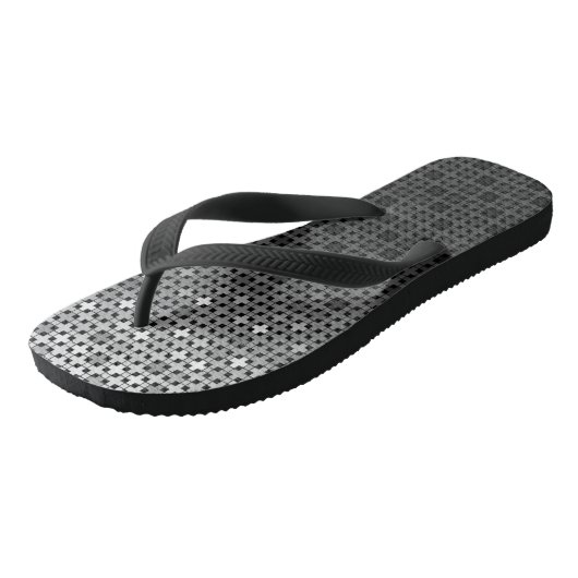 Zwart-wit geometrisch verloop teenslippers (Schuin)