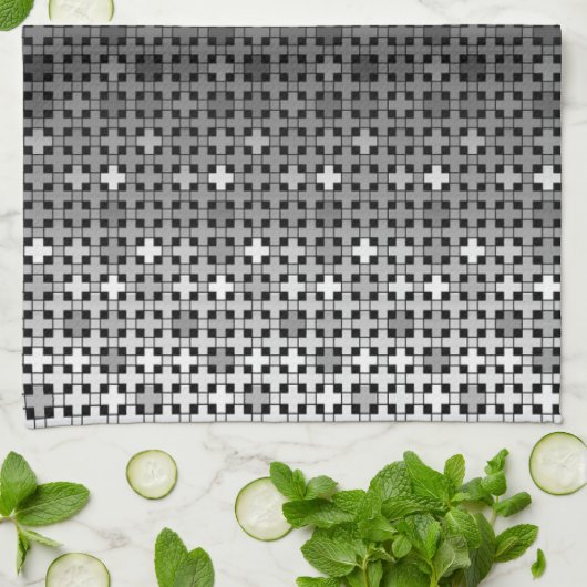 Zwart-wit geometrisch verloop theedoek (Gevouwen)