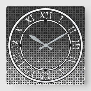 Zwart-wit geometrisch verloop vierkante klok