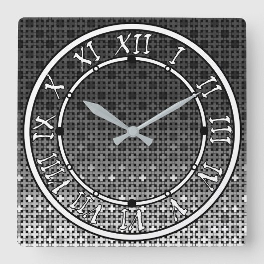 Zwart-wit geometrisch verloop vierkante klok (Voorkant)
