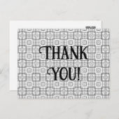 Zwart-wit geometrisch vierkant patroon dank u briefkaart (Voorkant / Achterkant)