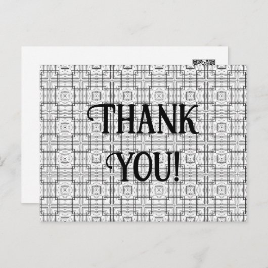 Zwart-wit geometrisch vierkant patroon dank u briefkaart (Voorkant / Achterkant)